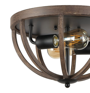 Darlene 13" Iron Rustic Farmhouse LED Flush Mount - JONATHAN Y